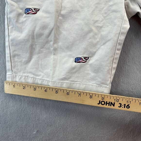 Vineyard Vines Shorts Men 30 Beige Chino Club Short USA Flag Whale Embroidery - Picture 10 of 15